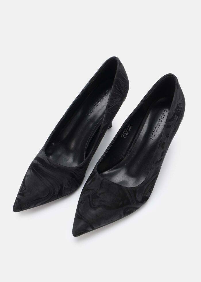 Women Wavy-Colored Fabric Heels Shoes - Image 2
