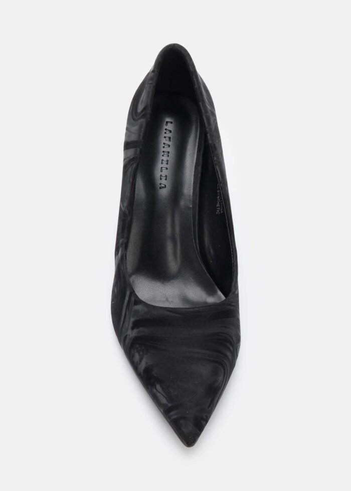 Women Wavy-Colored Fabric Heels Shoes - Image 3