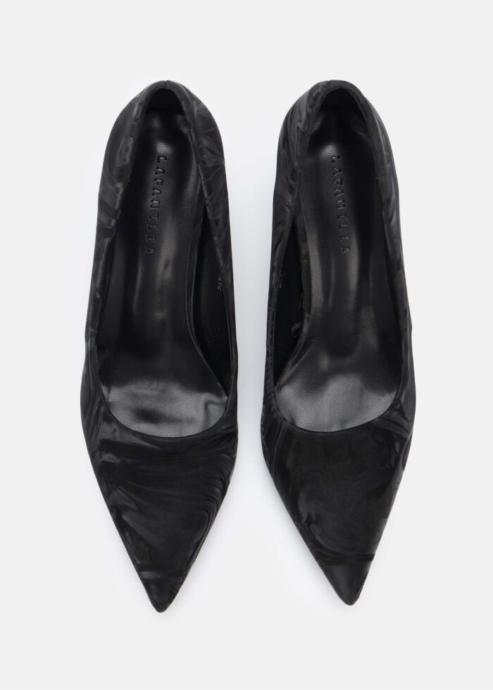Women Wavy-Colored Fabric Heels Shoes - Image 4