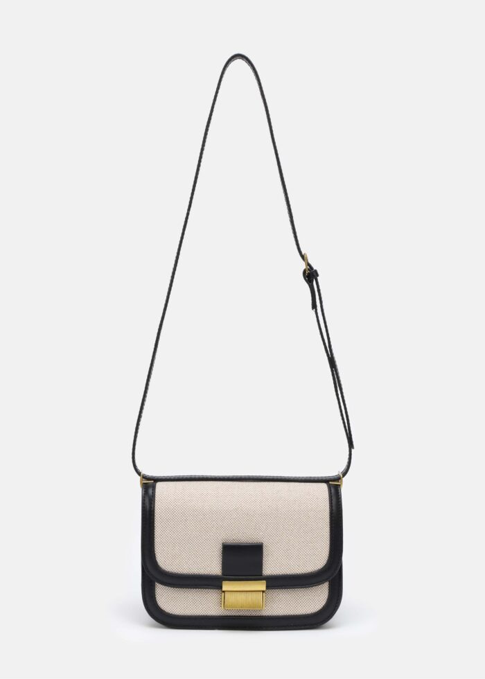 Women Leather and Fabric Bag - Image 1