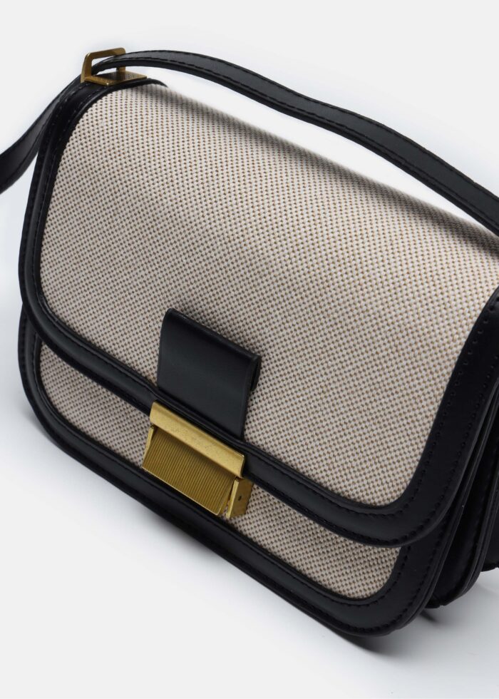 Women Leather and Fabric Bag - Image 4