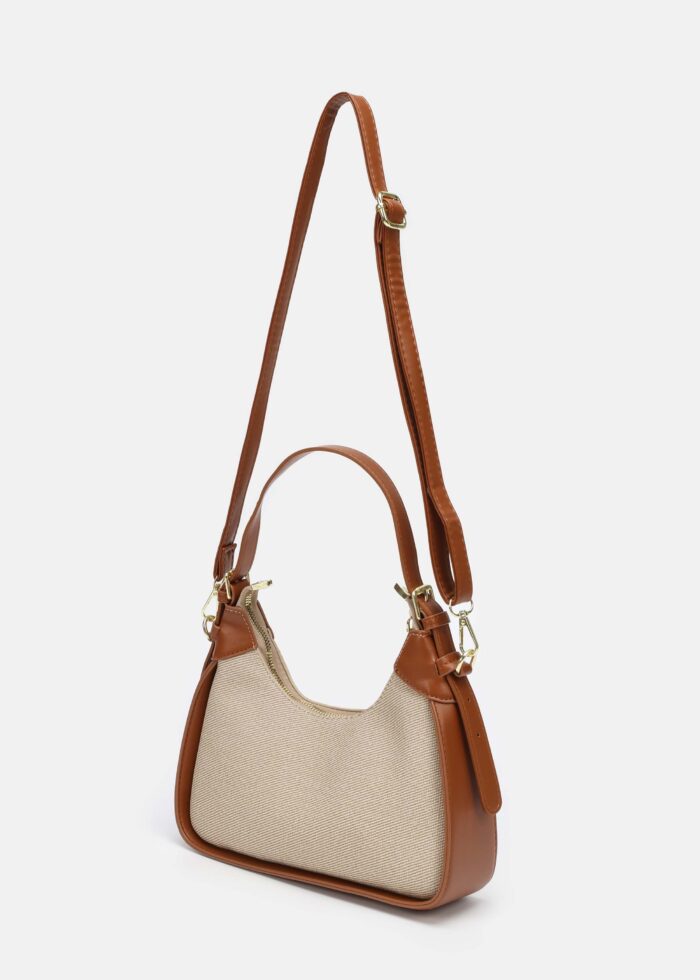 Women Leather and Fabric Bag - Image 2