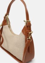 Women Leather and Fabric Bag - Image 4