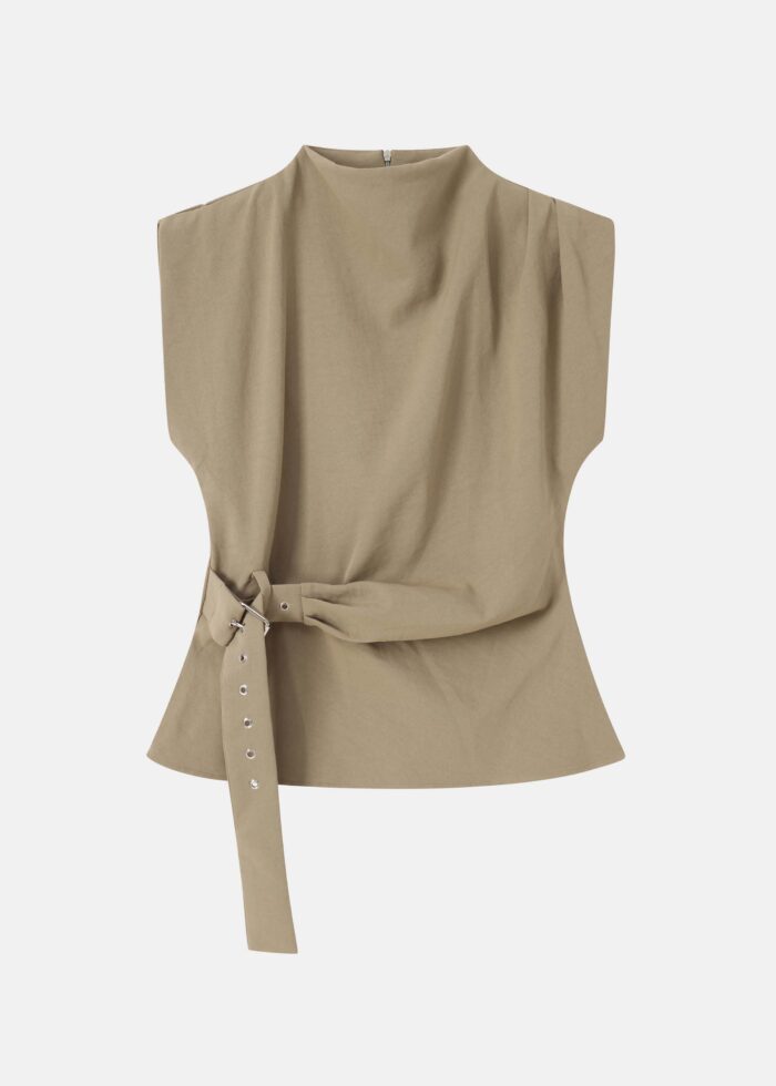 Women Belt Decor Blouse - Image 1