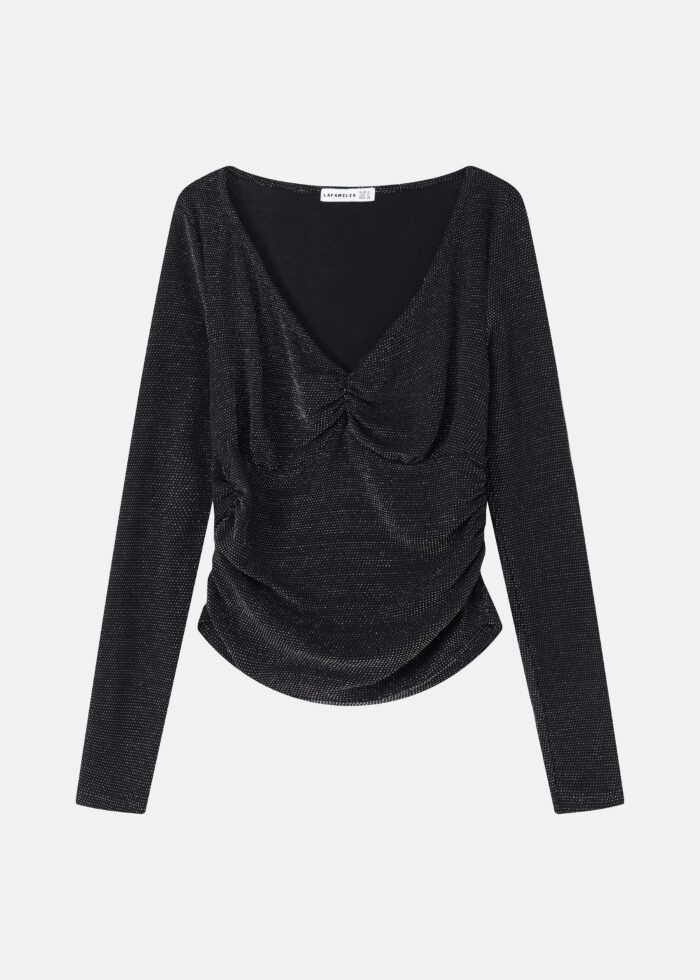 Women Knitted Pleated Blouse - Image 1