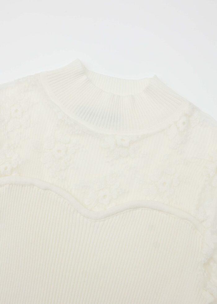 Women Lace and Knitted Fabric Blouse - Image 2