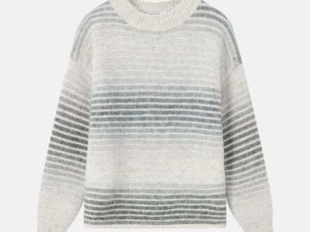 Women Hairy Knitted Striped Blouse