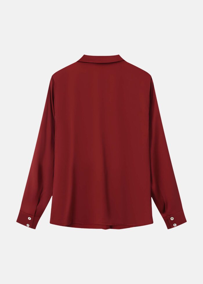 Women Front Knot Satin Blouse - Image 6