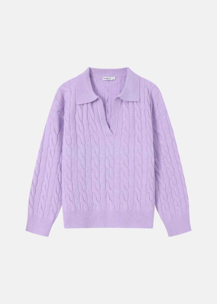Women Knitted Braided Patterned Blouse - Image 1