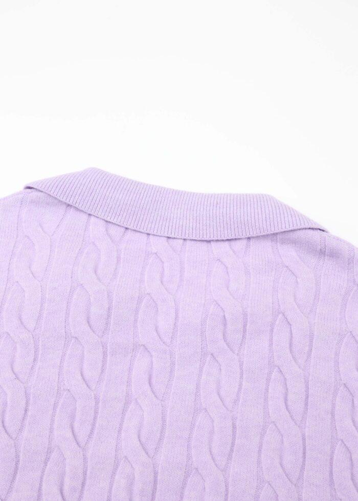 Women Knitted Braided Patterned Blouse - Image 5