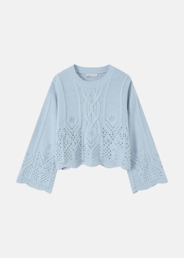 Women Knitted Embroidery Fabric Blouse - Image 1