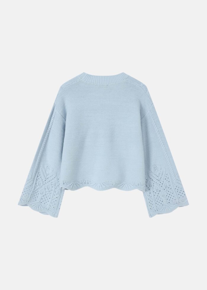 Women Knitted Embroidery Fabric Blouse - Image 6
