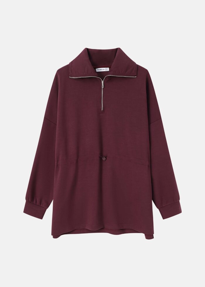 Women Plain Scuba Fabric Long Blouse - Image 1