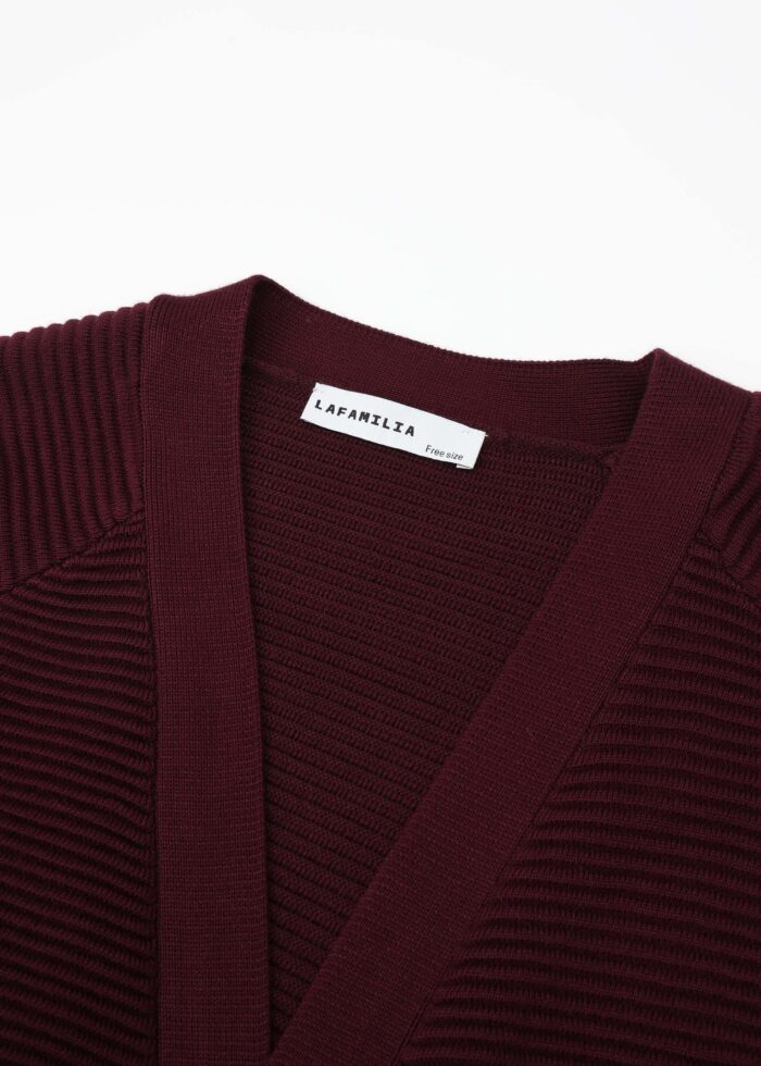 Women Knitted Striped Fabric Cardigan - Image 2