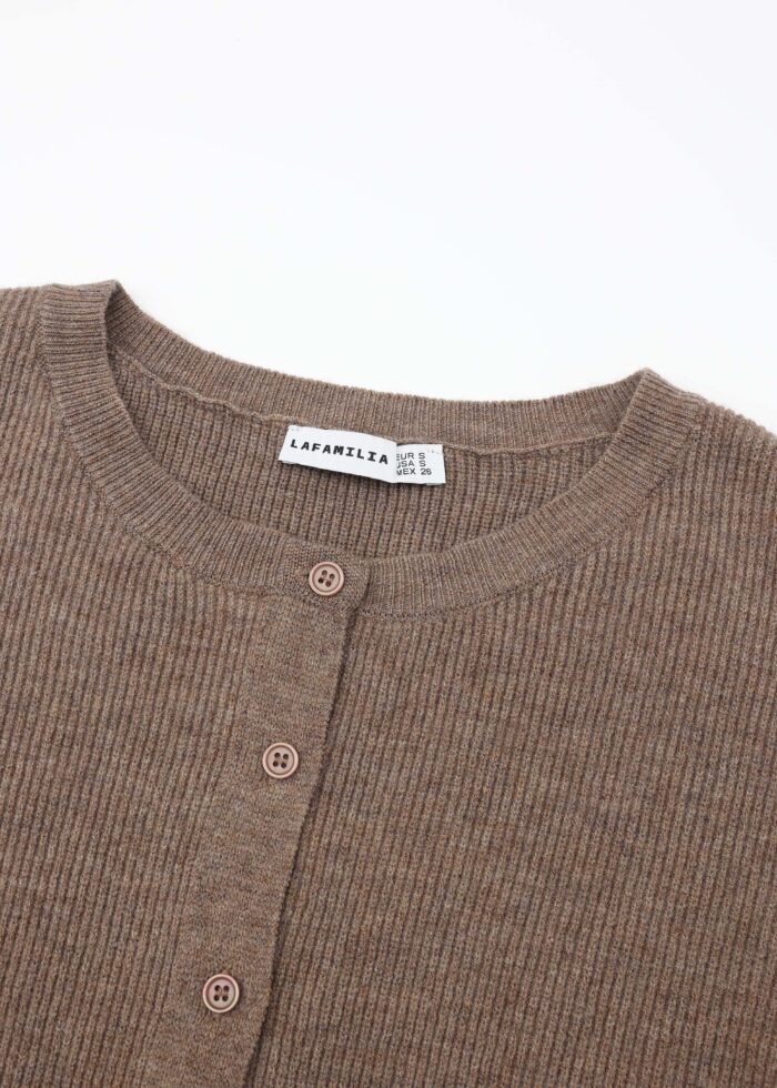 Women Knitted Striped Fabric Jacket - Image 2