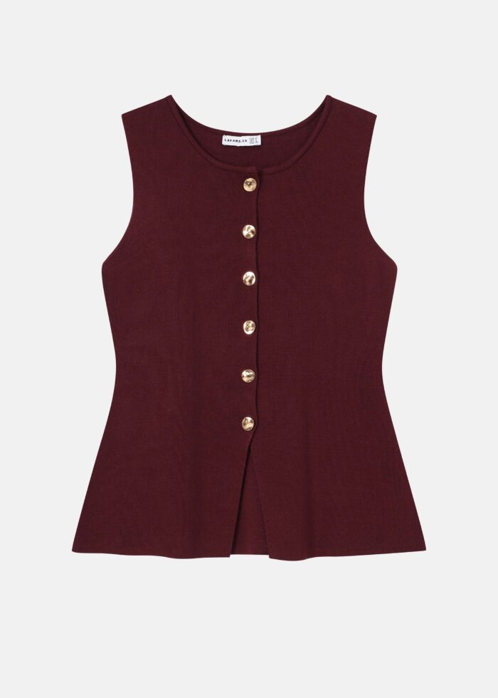Women Knitted Plain Vest - Image 1
