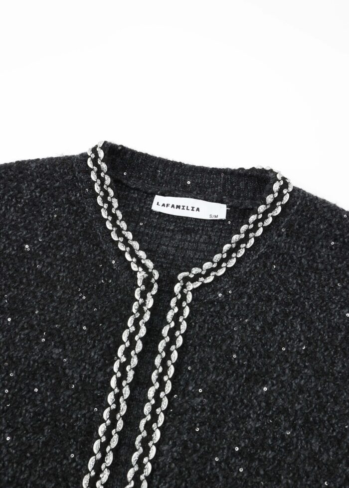Women Knitted Glittery Fabric Cardigan - Image 2