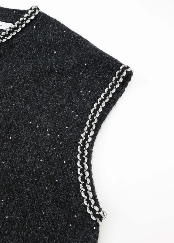Women Knitted Glittery Fabric Cardigan - Image 3