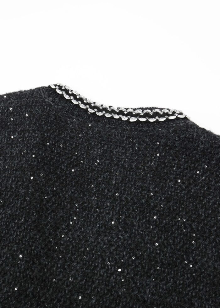 Women Knitted Glittery Fabric Cardigan - Image 6