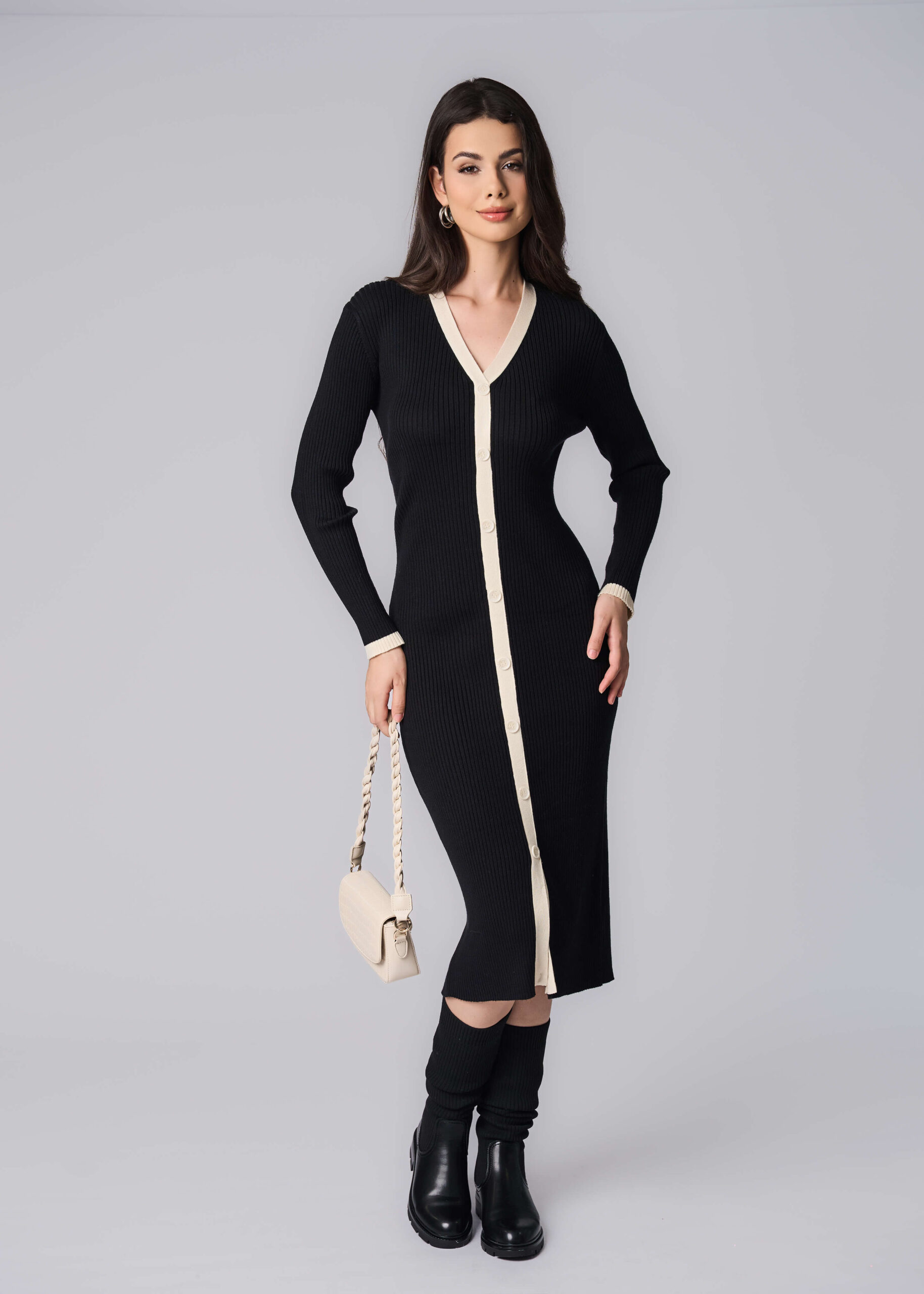 6225209019683-x Women Knitted Fabric Long Dress - Image 1