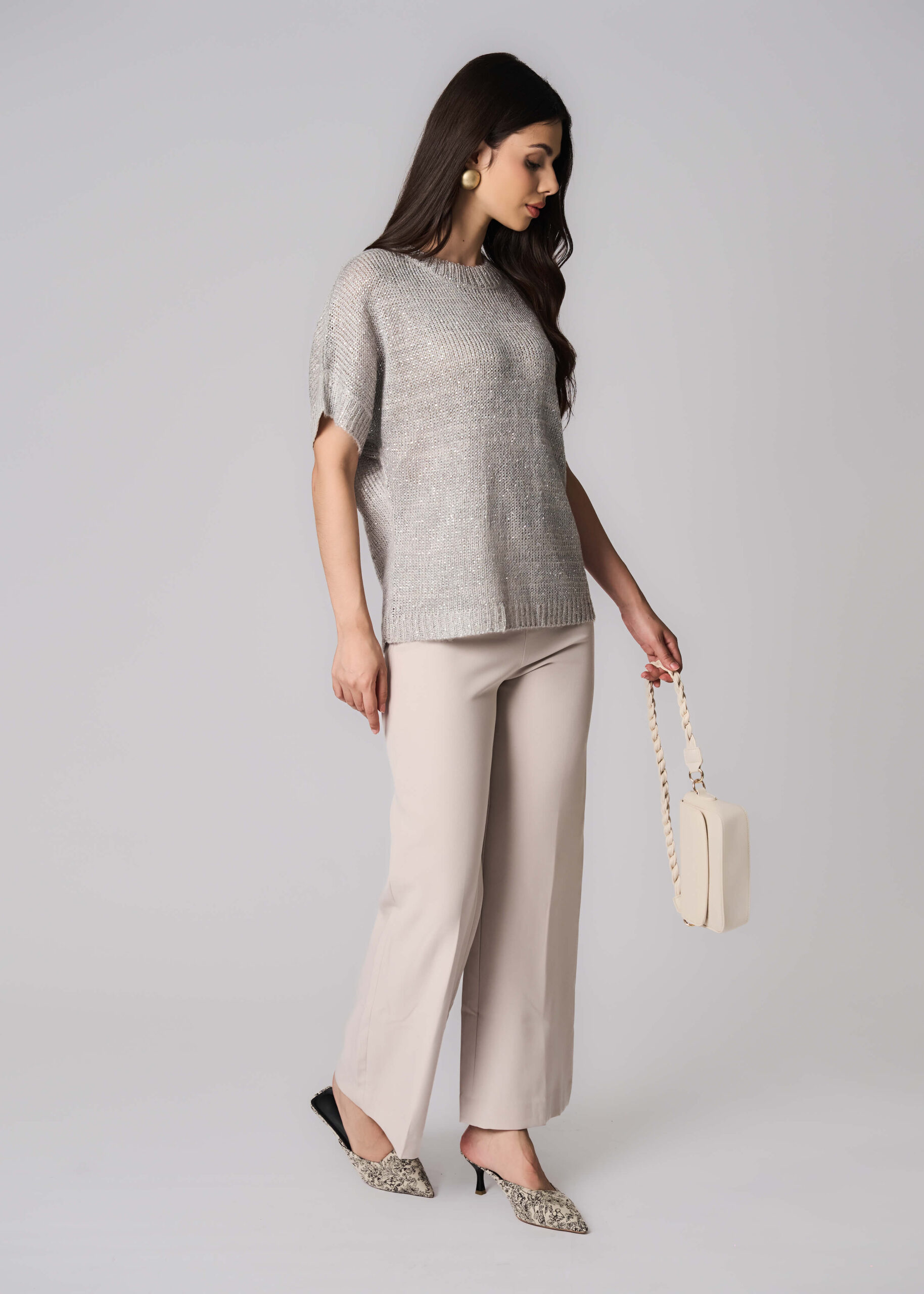 6225216026150-x Women Knitted Glittery Fabric Blouse - Image 1
