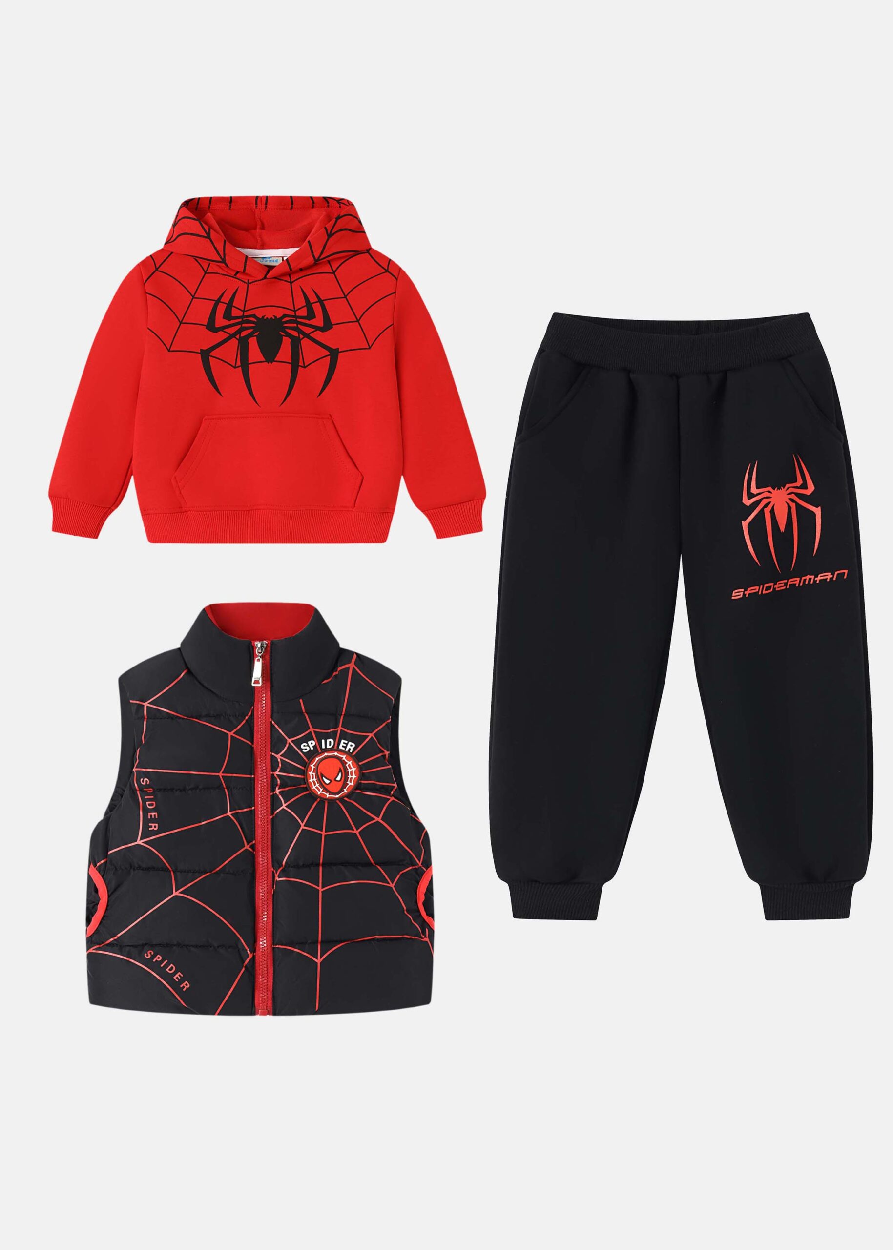 6225502035312-a Baby Boy Three-Pieces Spiderman Suit - Image 1