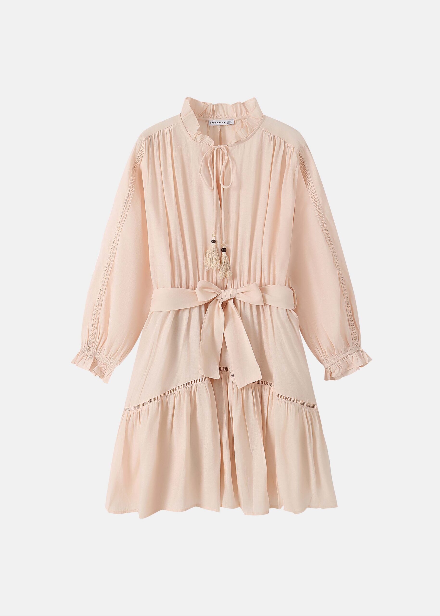 6126209011631-a Women Ruffle-Neck Mini Dress - Image 1