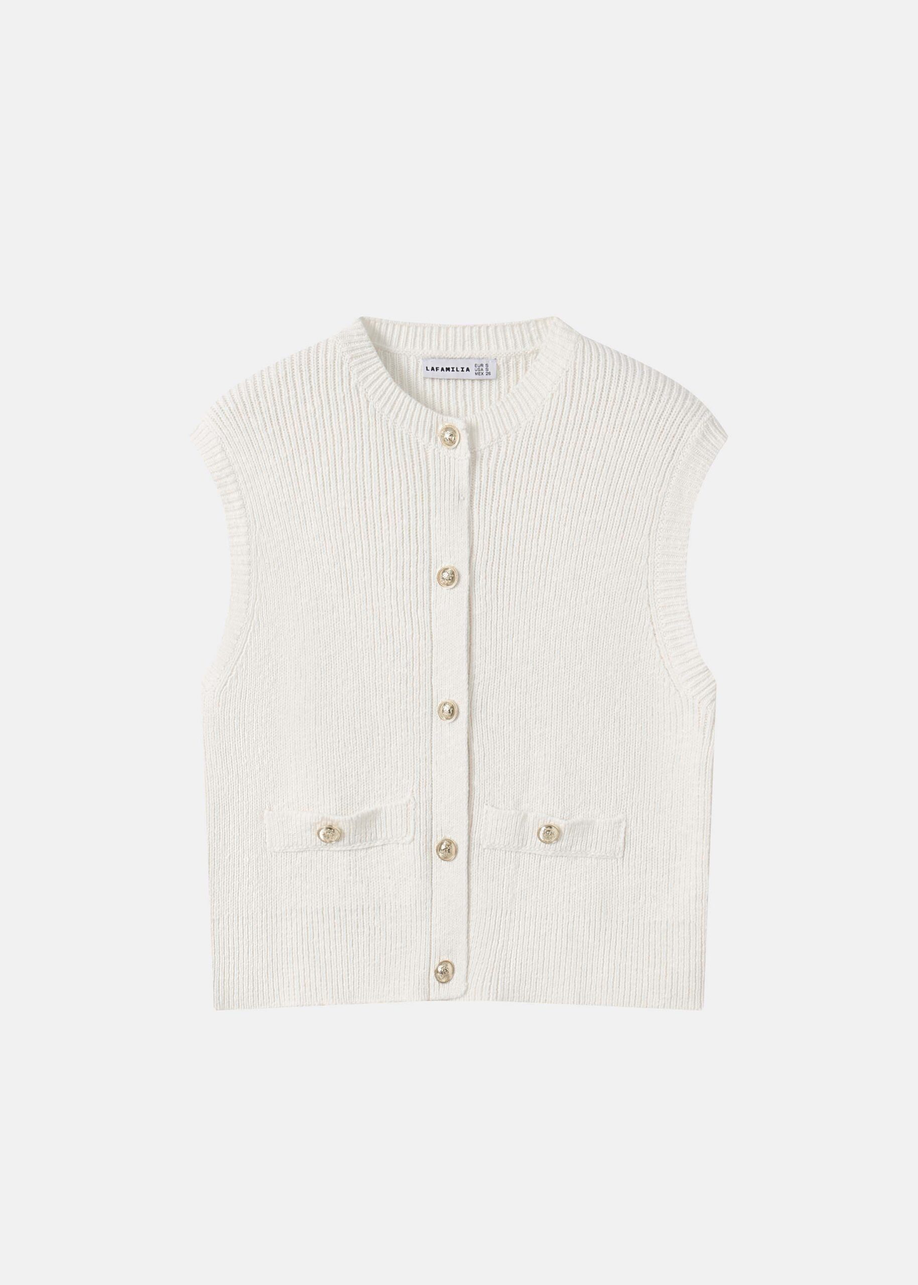 6126217017404-a Women Buttoned Knit Vest - Image 1
