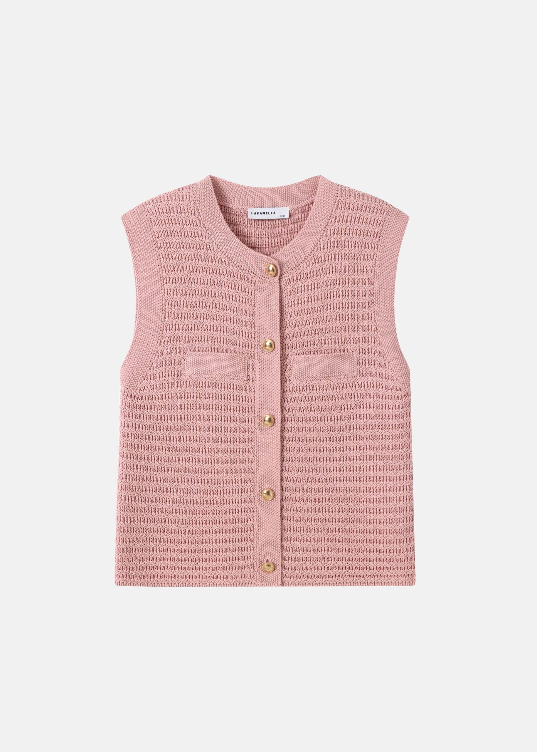 6126217017713-a Women Buttoned Knit Vest - Image 1