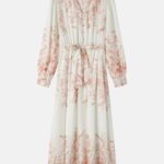Women Floral Belted Maxi Dress