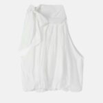 Women Sleeveless Pussy Bow Top