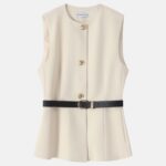 Women Sleeveless Belted Vest