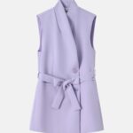 Women Sleeveless Belted Vest