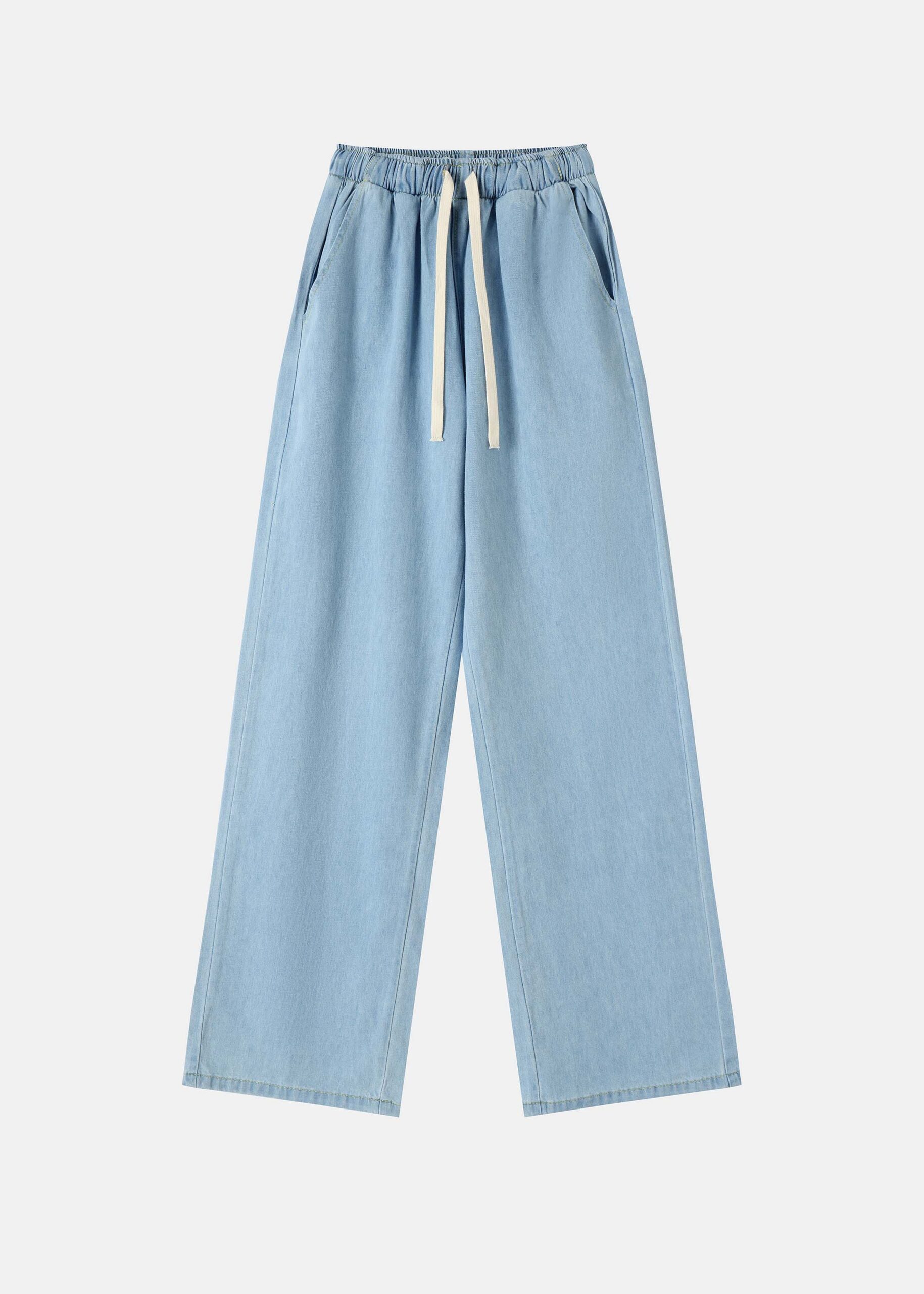 6126808040906-a Girl Elasticated Waist Denim Trouser - Image 1