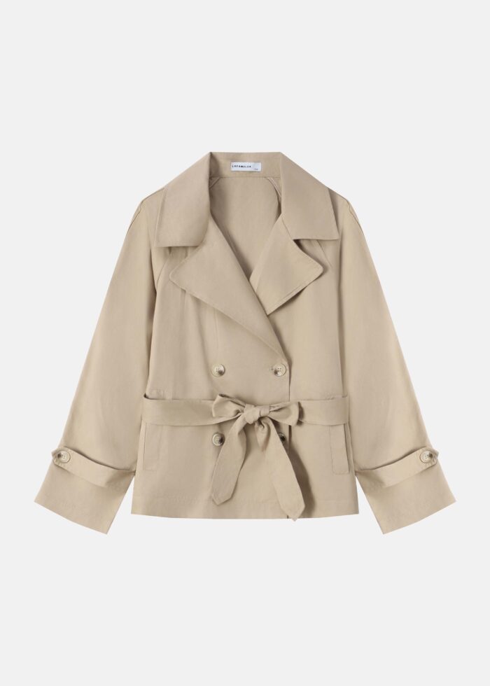 Women Double Breasted Trench Jacket - LAFAMILIA