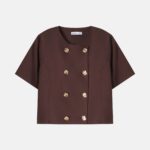 Women Double Breasted Cropped Blazer