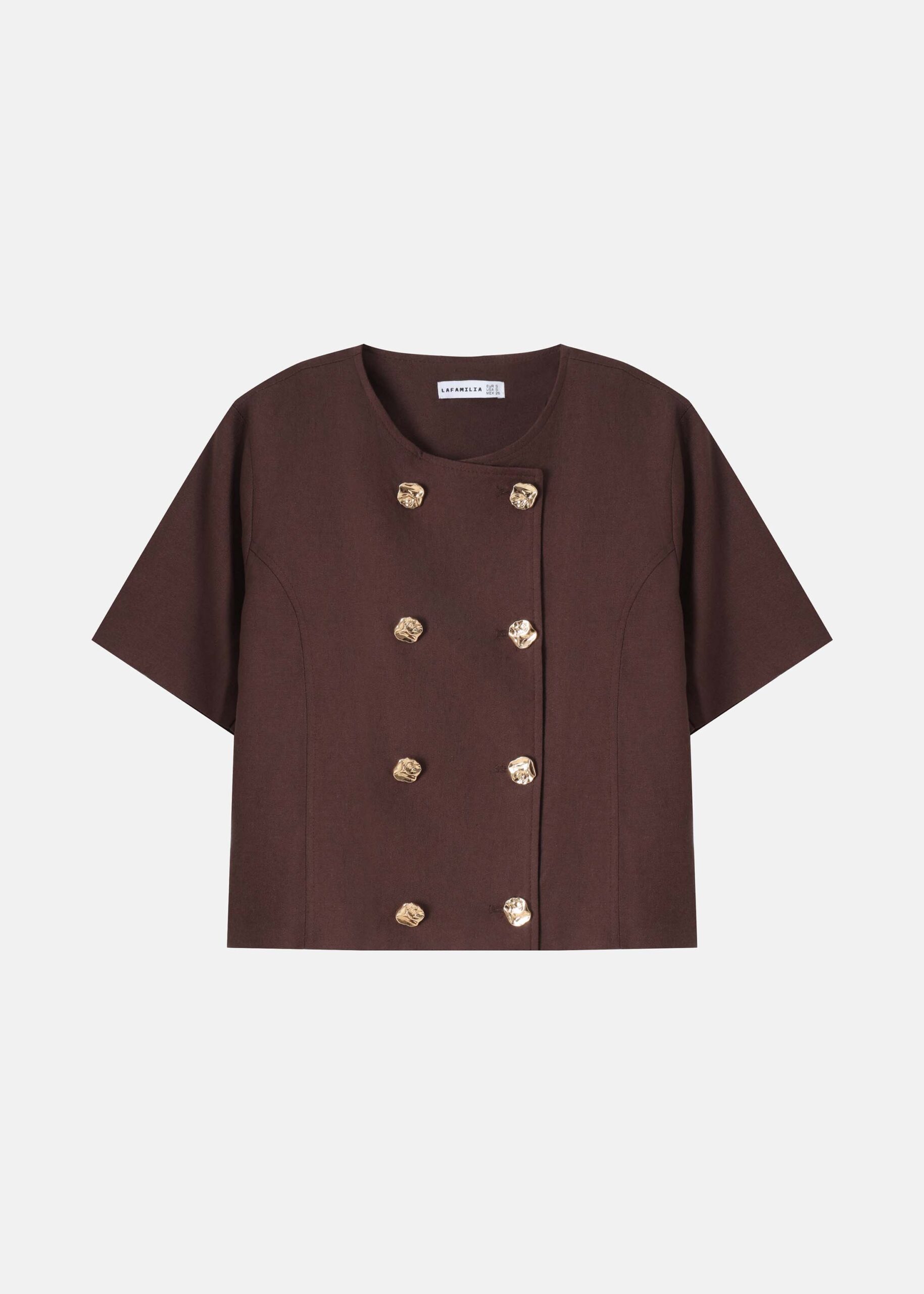 6126203043716-a Women Double Breasted Cropped Blazer - Image 1