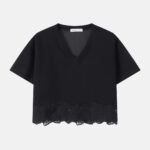 Women V-Neck Cropped T-Shirt