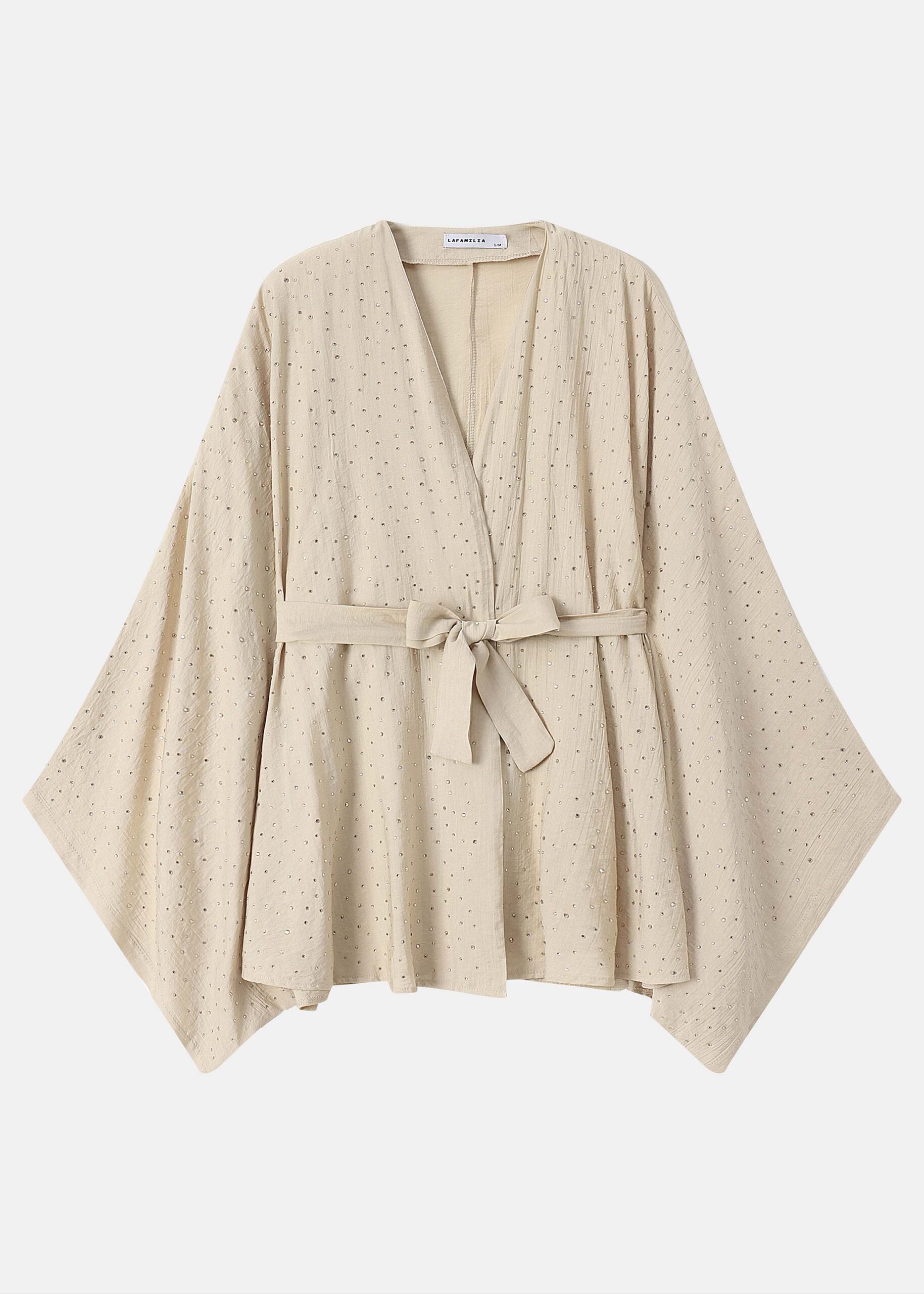 6126222048803-a Women Kimono With Rhinestones - Image 1