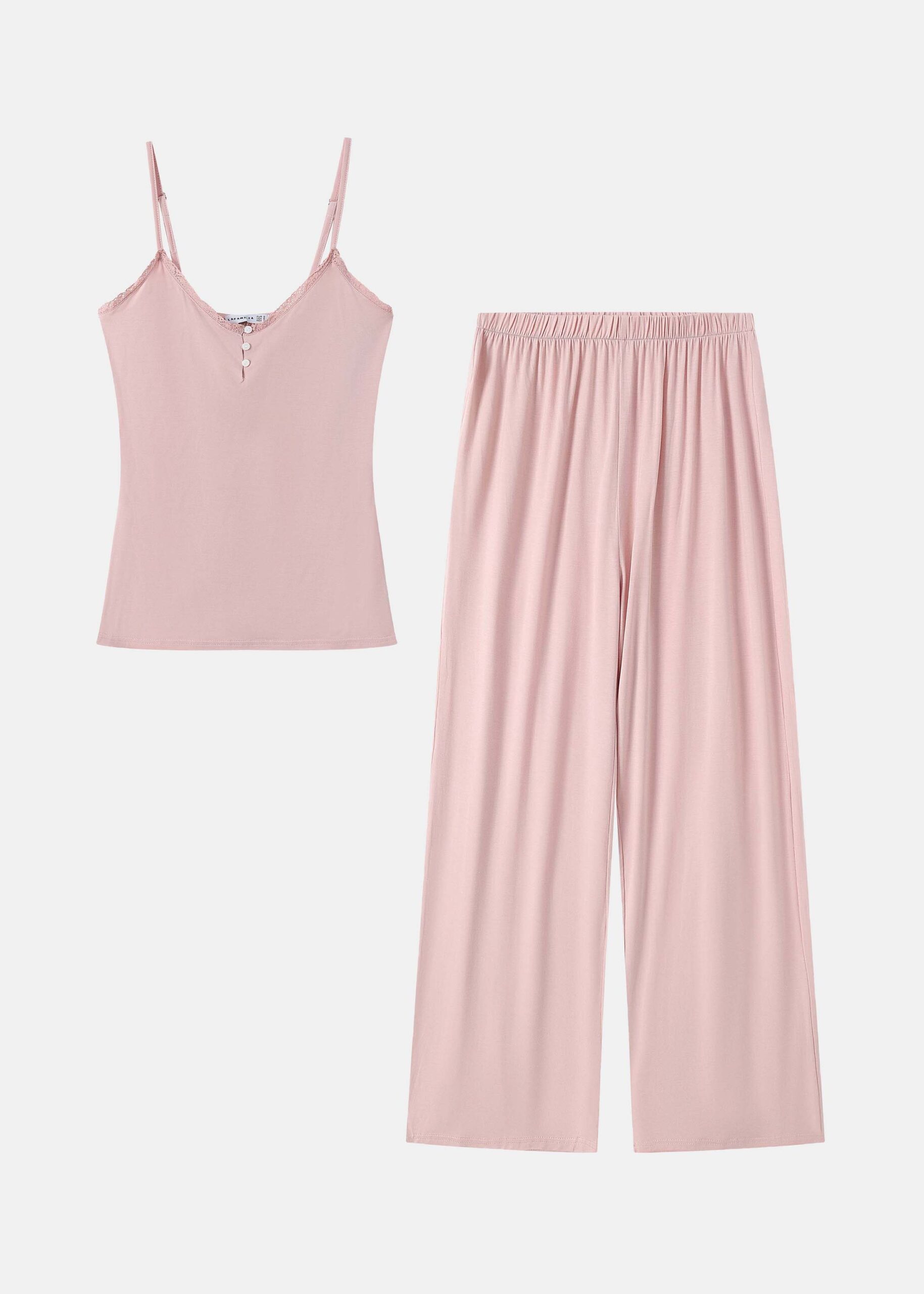 6126224049813-a Women Pajama Set With Lace - Image 1