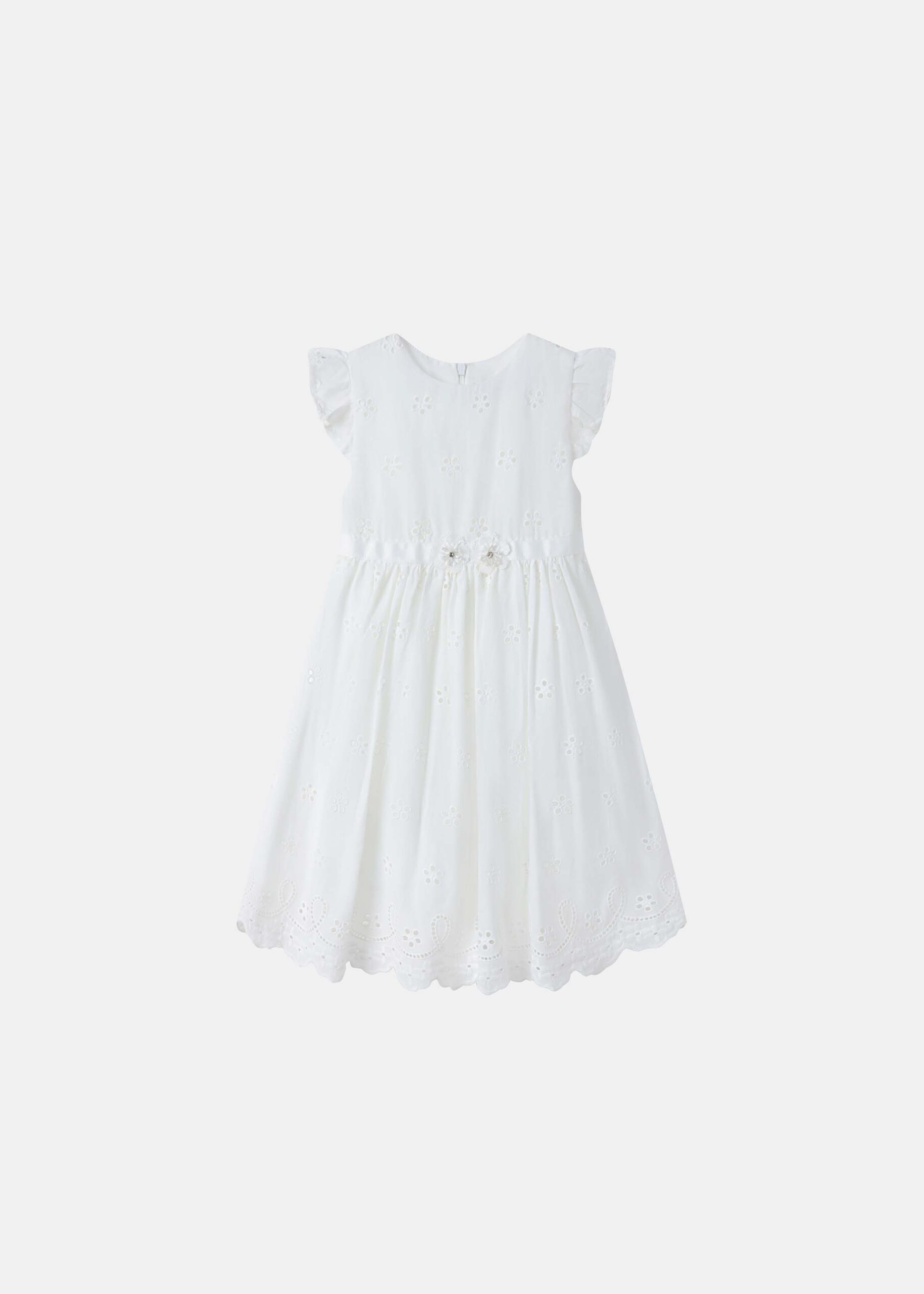 6225609032702-a Baby Girl Eyelet Embroidery Dress - Image 1