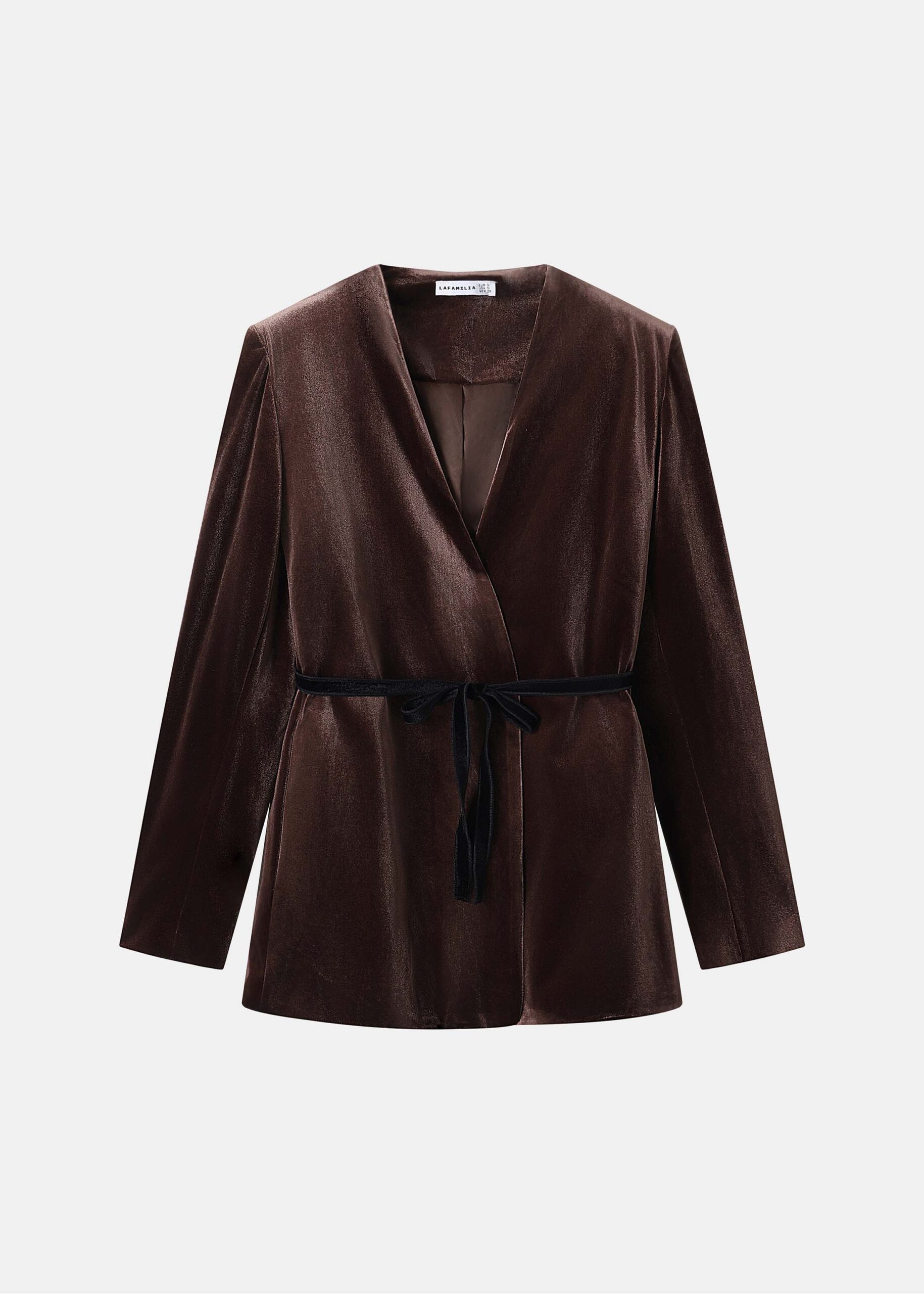 6226203006216-a Women Velvet Belted Blazer - Image 1