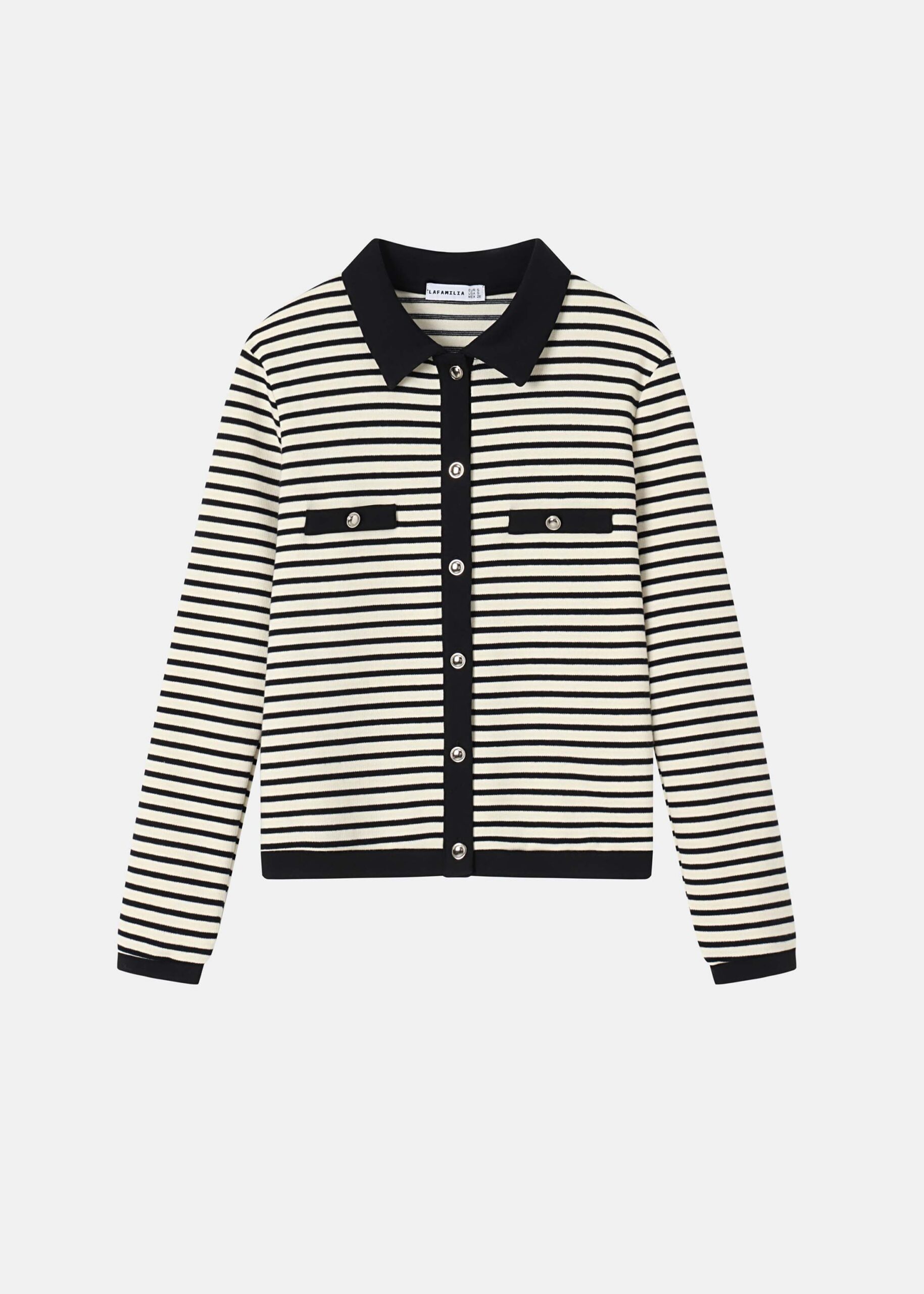 6226203011747-a Women Striped Cardigan - Image 1