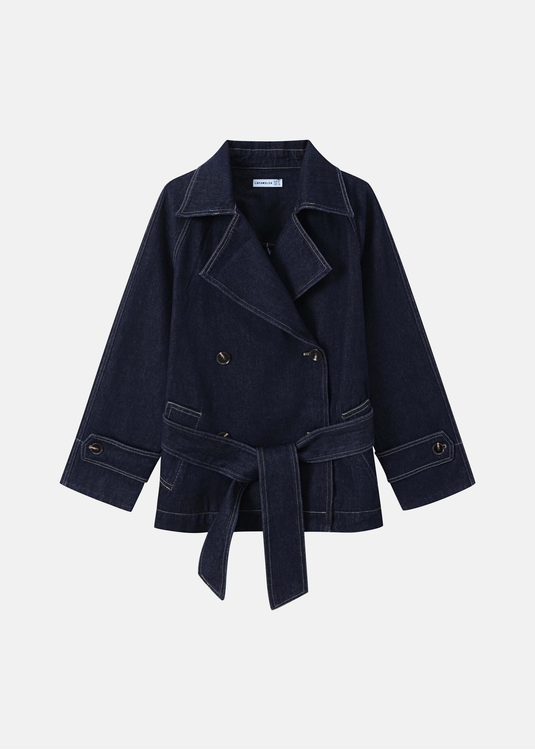 6226203019410-a Women Denim Trench Jacket - Image 1