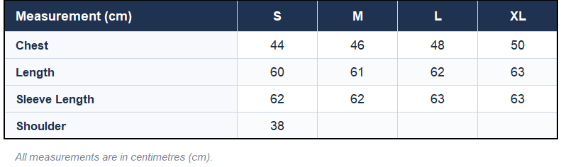 Size chart