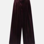 Women Velvet Pleated Trouser
