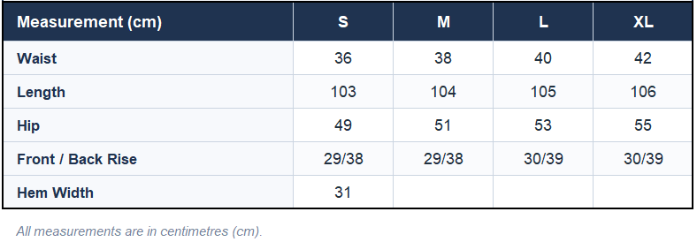 Size chart