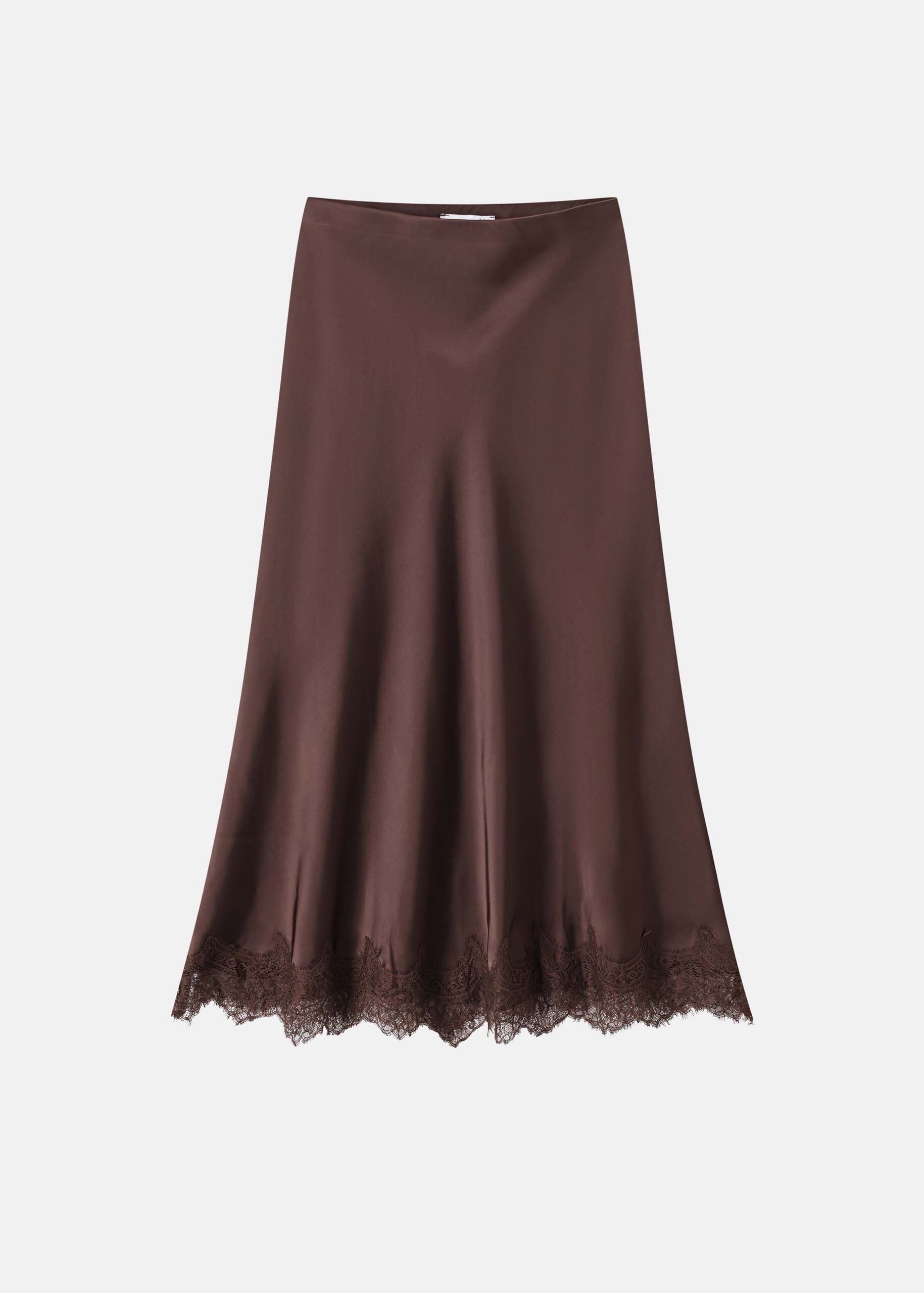 6226211026316-a Women Satin Midi Skirt With Lace - Image 1