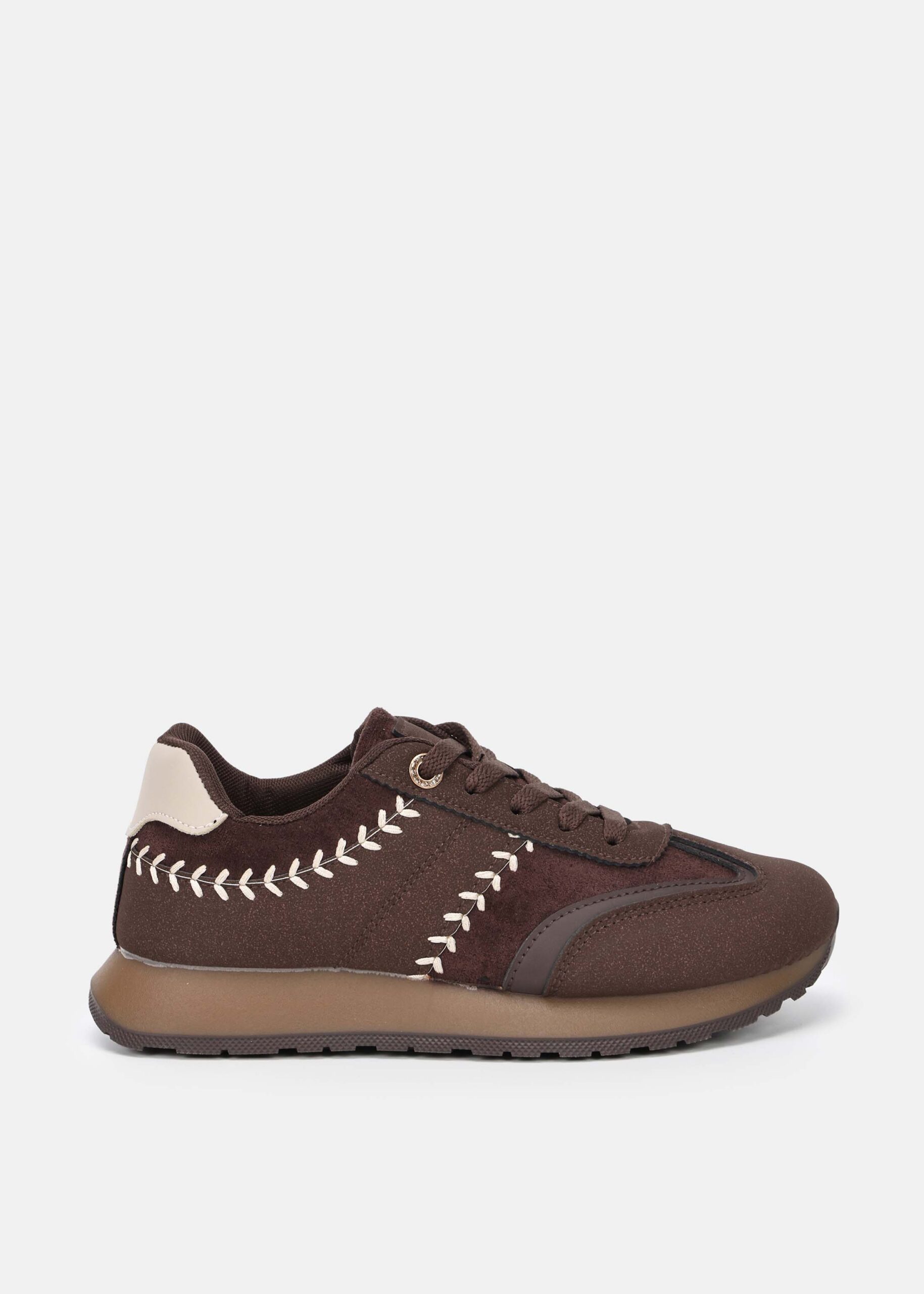 6226213060516-a Women Lace-Up Suede Sneankers - Image 1