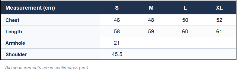 Size chart